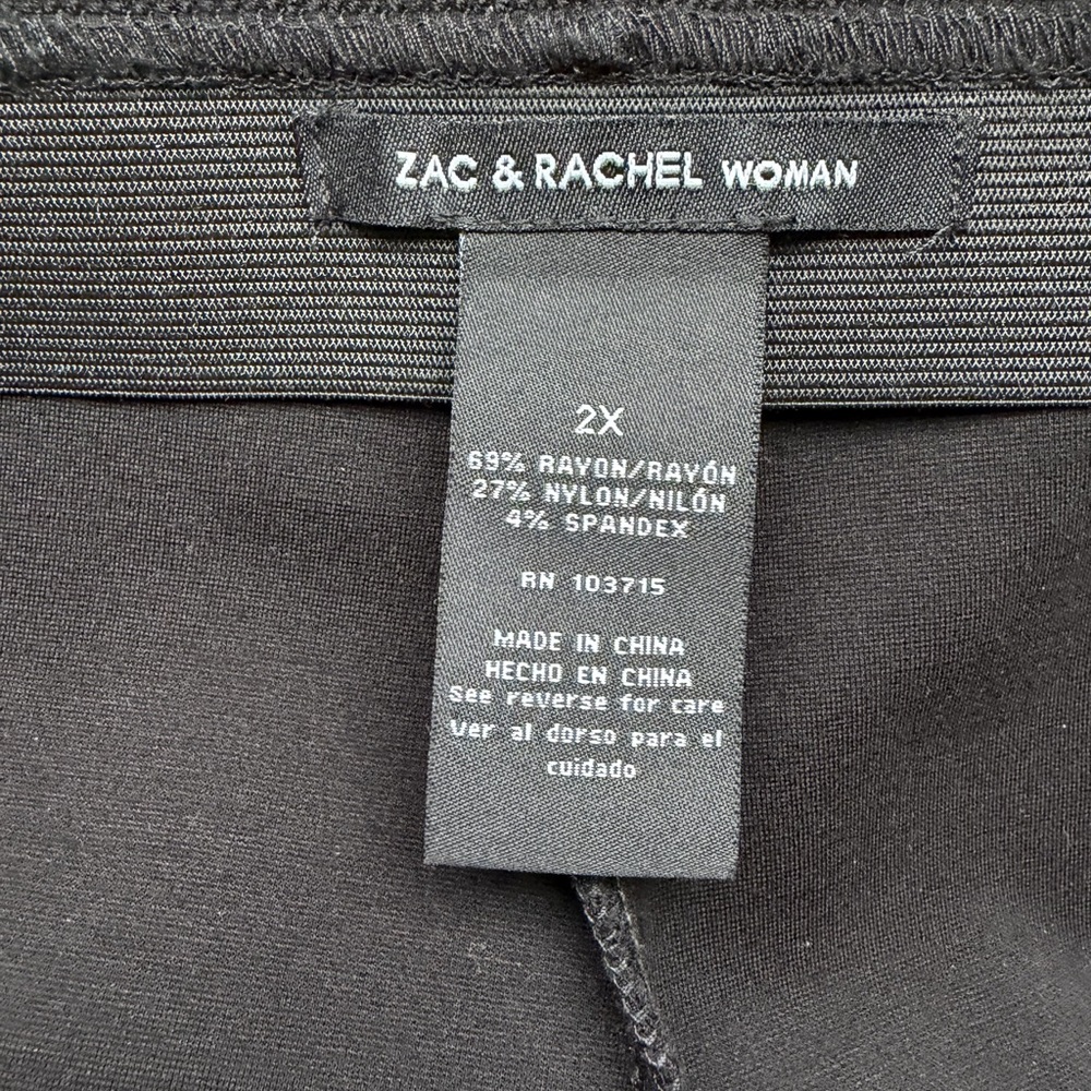 NWOT Zac & Rachel Classic Black Straight Leg Pull on Pants w/2” waistband, Sz 2X - Picture 4 of 8